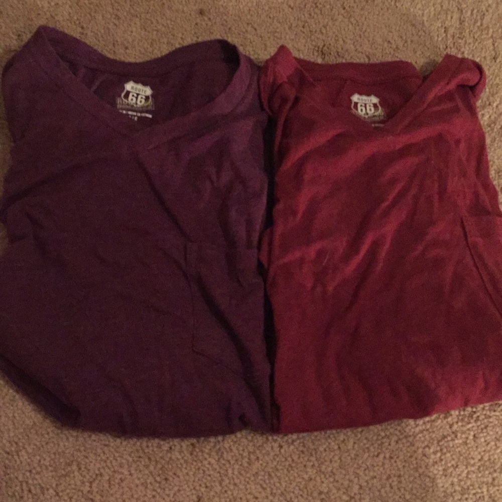 Two purple and reddish shirts!